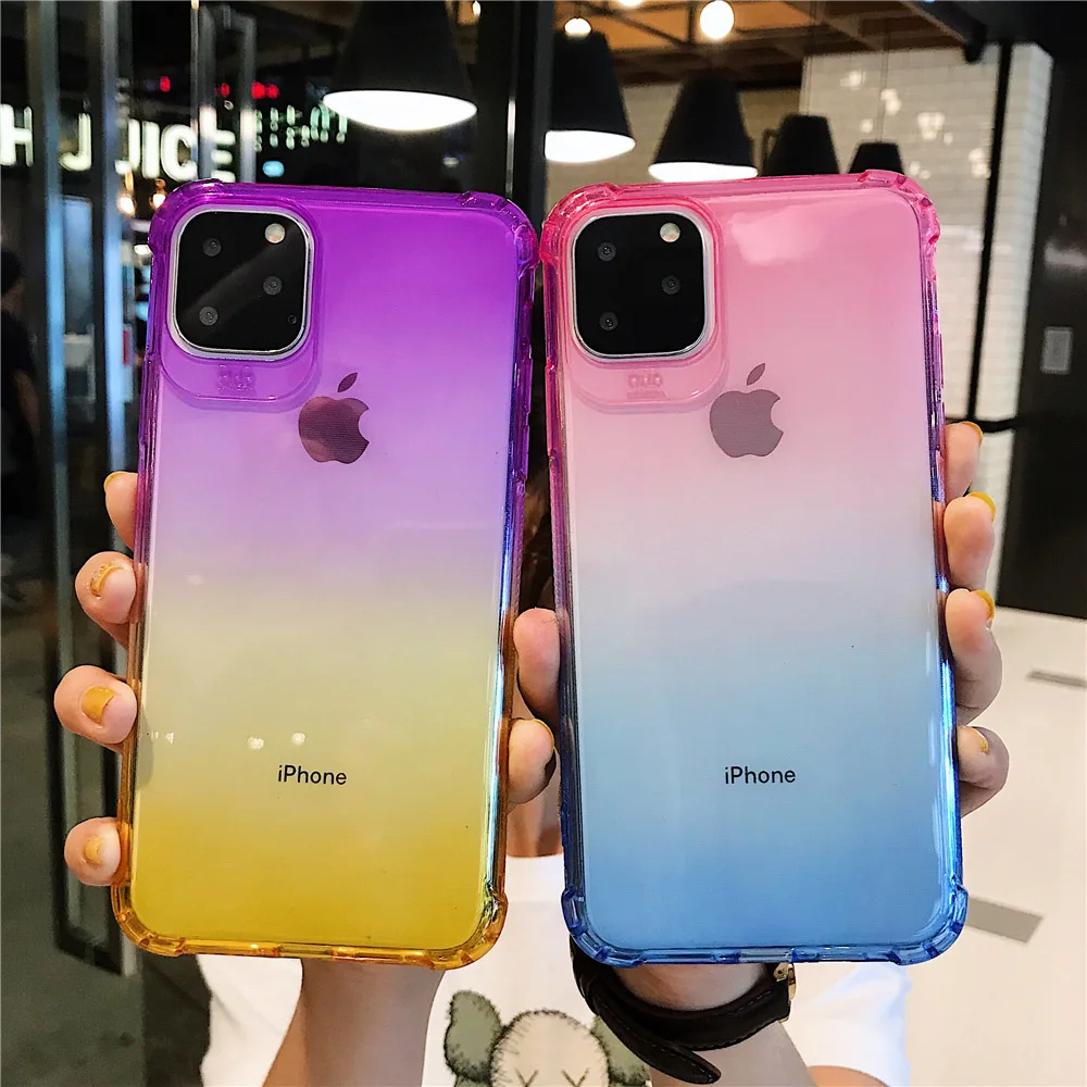 N1986N чехол для телефона iPhone 11 11 Pro Max X XR XS MaX 6 6s 7 8 Plus модный градиентный цветной противоударный мягкий ТПУ для iPhone X