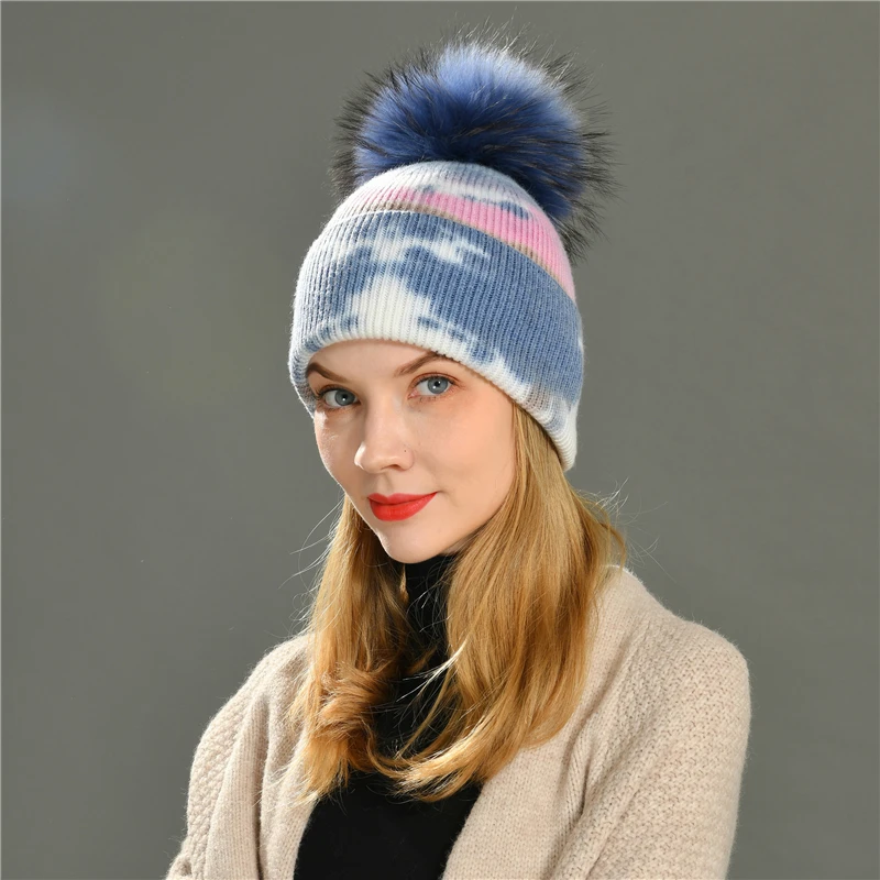 Tie-Dye Musim Dingin Beanie Topi untuk 