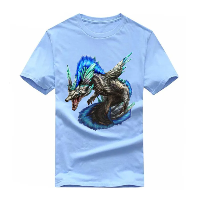 Color dragon Printed T Shirts Streetwear Personality monster 2019 Hip Hop Chinese Character Casual Short Sleeve Tops Tees Men Ts