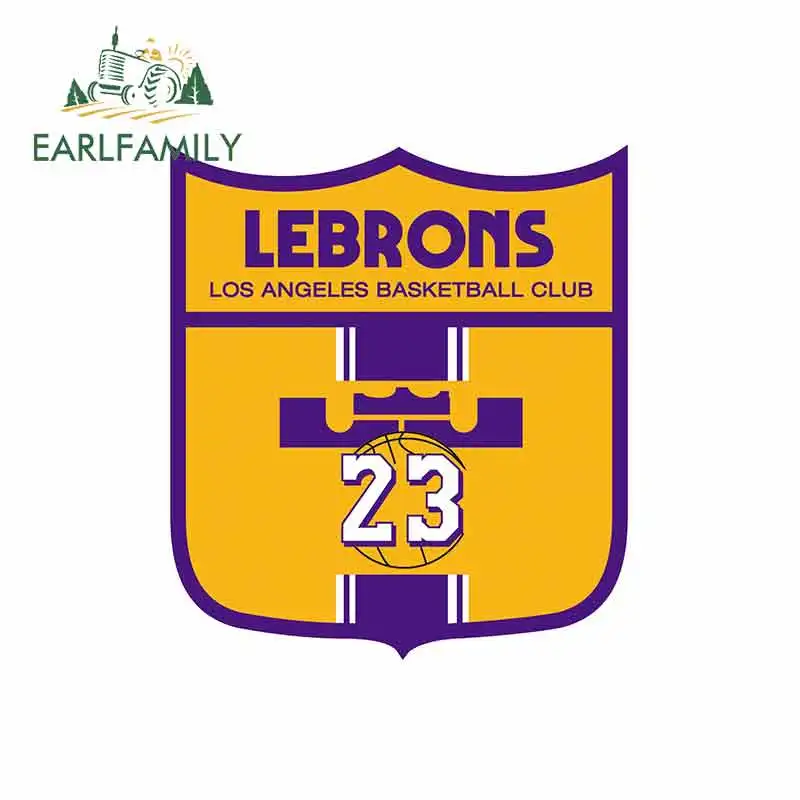 

EARLFAMILY 13cm x 11.5cm for Los Angeles Lakers Shield Logo Car Stickers Vinyl JDM Bumper Trunk Truck Graphics Waterproof Anime