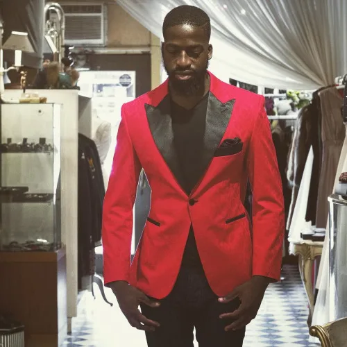 

JELTONEWIN Classic Red Velvet Jacket Groom Tuxedos Groomsmen Peaked Lapel Prom Suits Formal Wear Mens Wedding Suits 2 Pieces Set