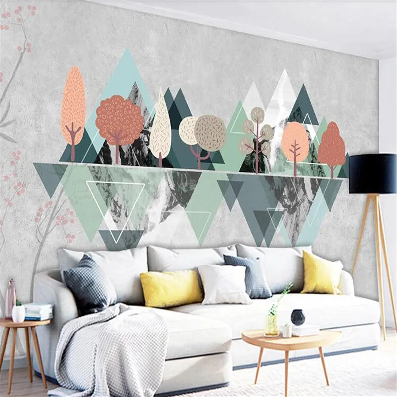 Large 3D wallpaper mural custom Nordic modern personality geometric mountain background wallpaper mural