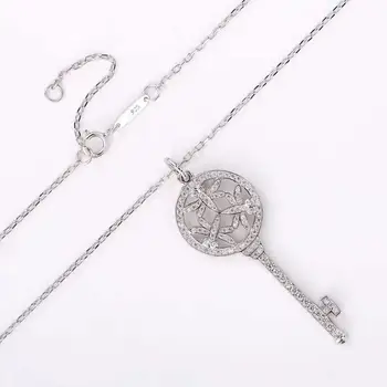 

XL TFB Original 925 Sterling Silver Necklace Classic Key Series Dragonfly Necklace with Logo Ladies Jewelry Gift Free Shipping.