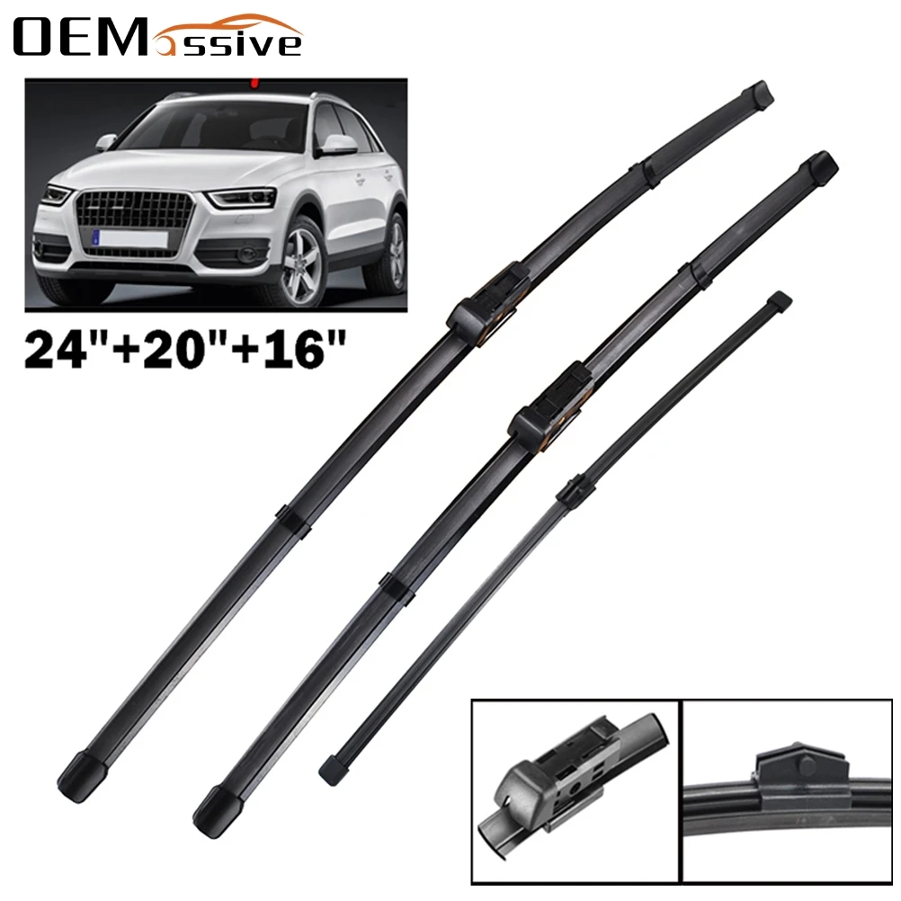 24 "20" 16 "3pcs Dianteiro Traseiro Windshield Windscreen Wiper Blades