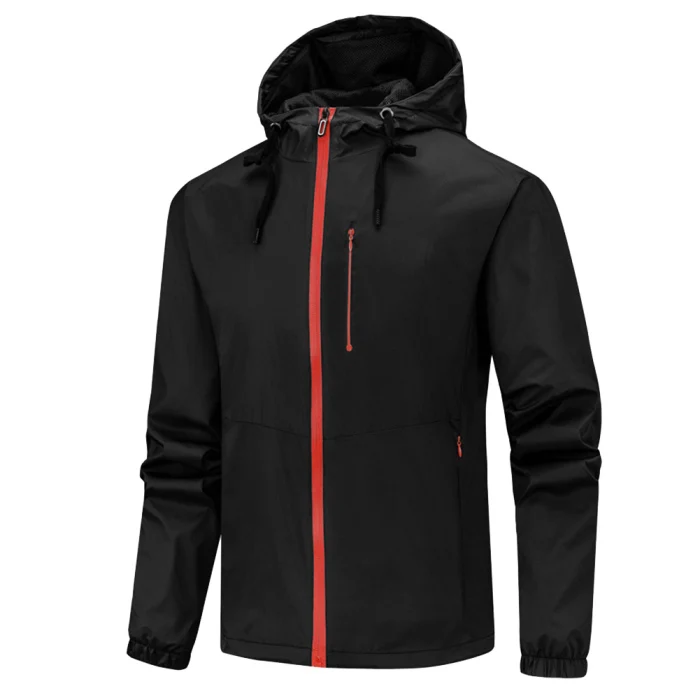 Men Hooded Letter Thin Windbreaker Jacket Youth Slim Large Size Zippered Jacket FK88