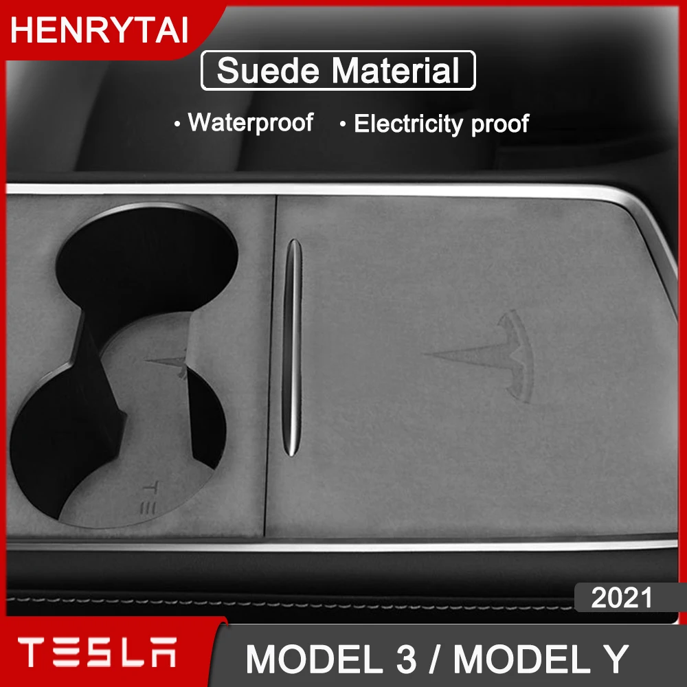 Новая центральная консоль Tesla Model 3 2021 замшевые аксессуары для автомобиля модель Y