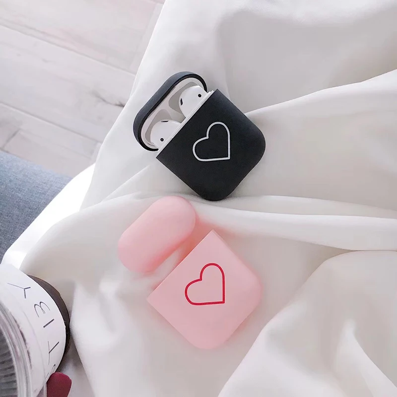 

Luxury Cute lovely Heart Couples Smile face Case For Airpods 2 cover Hard PC Wireless Bluetooth Earphone Accessorie coque