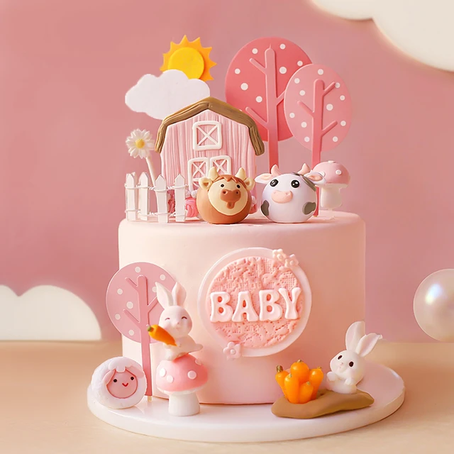 Happy Farm Cow And Bull Rabbit Sheep Pig Cake Topper For Birthday Children S Day Party Supplies Lovely Gifts Cake Decorating Supplies Aliexpress