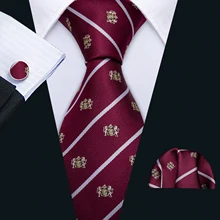 Barry. Wang мужской галстук шелковые тканые галстуки Красный платок запонки животные галстук дизайнерский полосатый галстук для шеи для свадебной вечеринки FA-5183