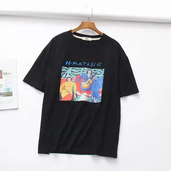 

Women Top T Shirt Harajuku Gray Fruit Strawberry Print Punk Black