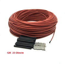 Fio de aquecimento infravermelho da fibra do carbono do silicone do cabo 12k 33ohm/m para o assoalho quente com termostato do controlador de temperatura