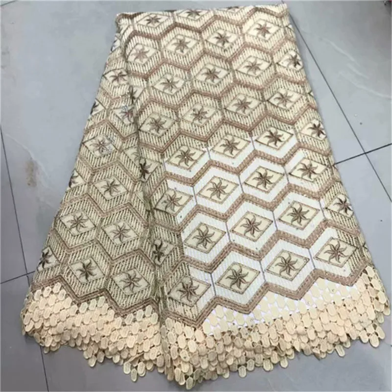 

Big Heavy embroidery African guipure lace Nigerian cord lace fabric very soft high quality 5 yards per piece