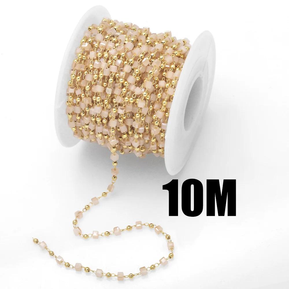 OCESRIO 10M Bohemia Crystal Chain Making Accessories Gold Plated Brass Trendy Handmade Jewelry Creation Findings for Diy cana058