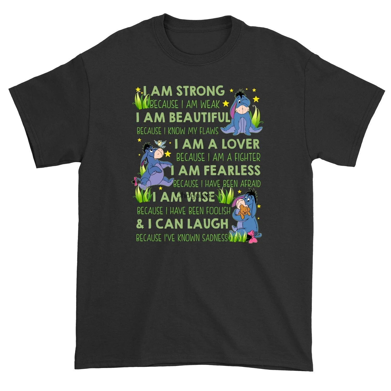 T Shirt Noir Drole Je Suis Fort Parce Que Je Suis Faible Citation Eeyore Aliexpress