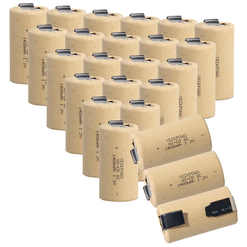 24 шт аккумулятор SC 1,2 V батареи для электроинструментов 1400mah nicd 4,25 cm* 2,2 cm цвет случайный