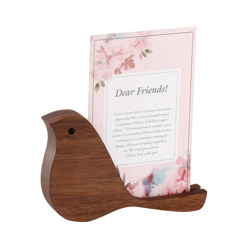 

Wooden creative bird shape desk calendar stand desktop note message postcard solid wood base