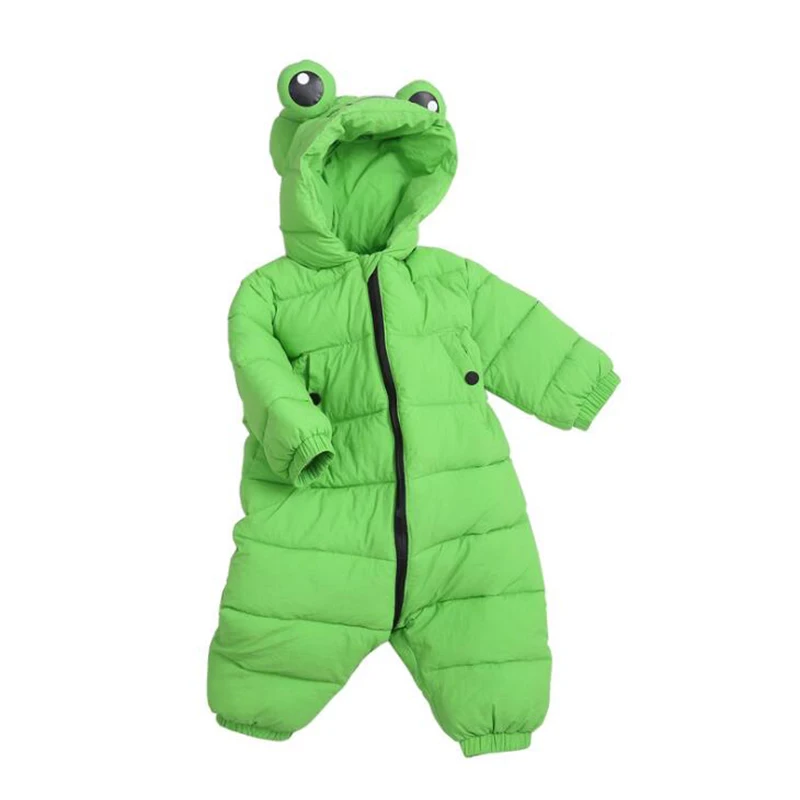 Детские комбинезоны; зимняя одежда для девочек и мальчиков с рисунком лягушки; Милые Джемперы для малышей; одежда для малышей; Осенняя теплая куртка с хлопковой подкладкой; пальто для малышей - Цвет: green