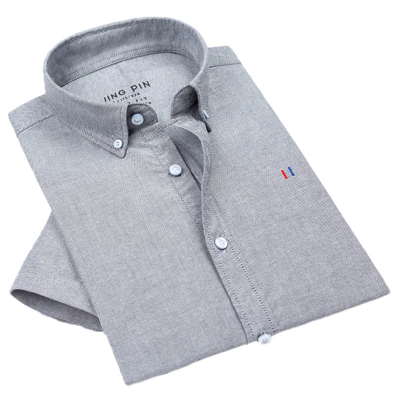 

Aoliwen brand Men's Shirt 2020 New Summer Fashion Men's Pure Color Shirt Short Sleeve Shirt Men's Top Oxford Spinning