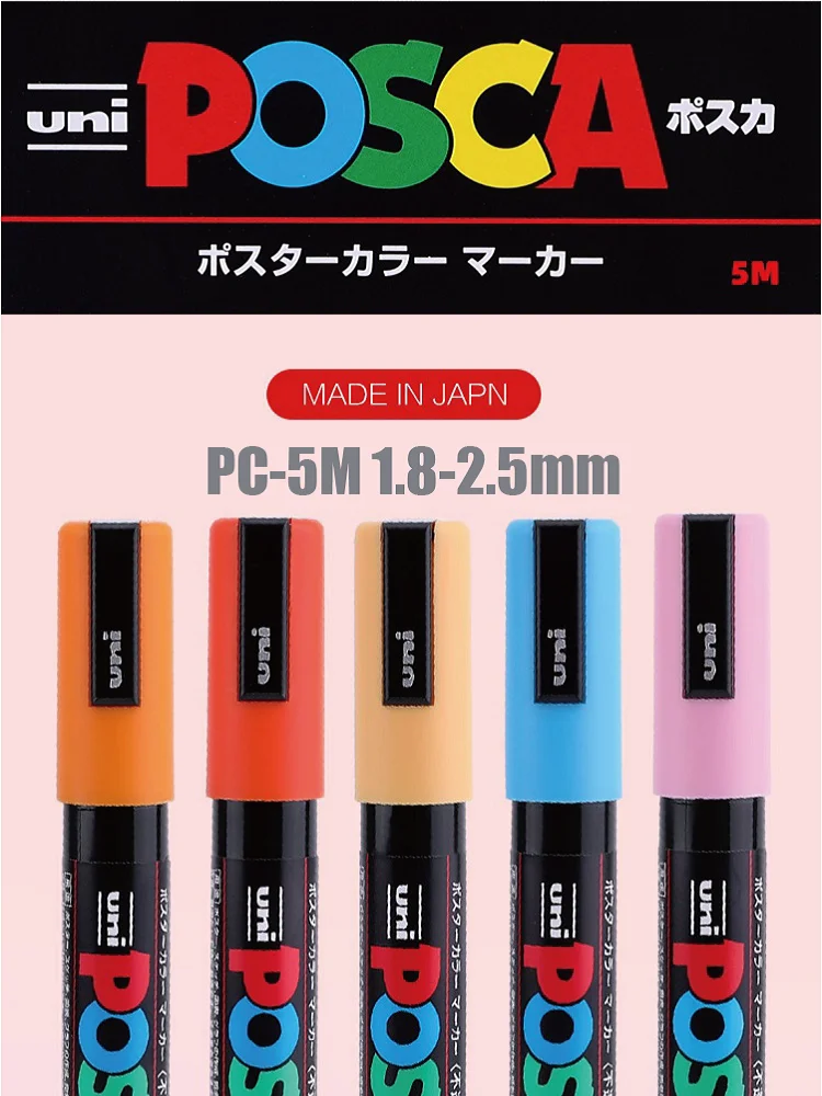 Brand New Uni Posca Water Based Marker Pens 8 Color Set PC5M 1.8-2.5 MM 