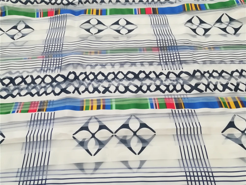 Новая лента органза Анкара Ткань 5 ярдов африканская цифровая печать лента органза ткань для одежды платья ребро-25-33