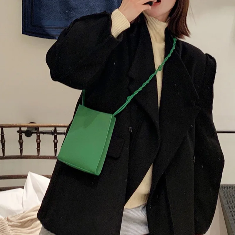 Girl Bag Mona Small Square Shoulder Bag Leather Weaving Belt Crossbody Bags Fashion Inclined Phone Pouch Vintage Messenger Pack crossbody bag women shoulder bag women messenger bag