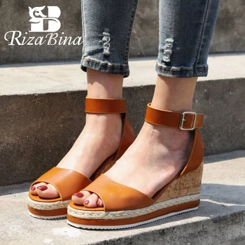 

RIZABINA Size 35-43 Women Sandals Fashion Platform Wedges Summer Shoes Woman Buckle Strap Open Toe Office Lady Party Footwear