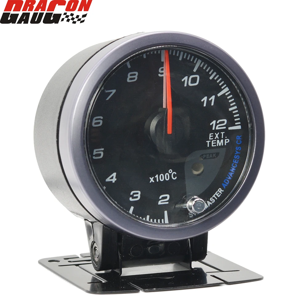 Dragon 60mm Car Ext Temp Gauge Exhaust Gas Temperature Meter Temperature Red and White blackLight