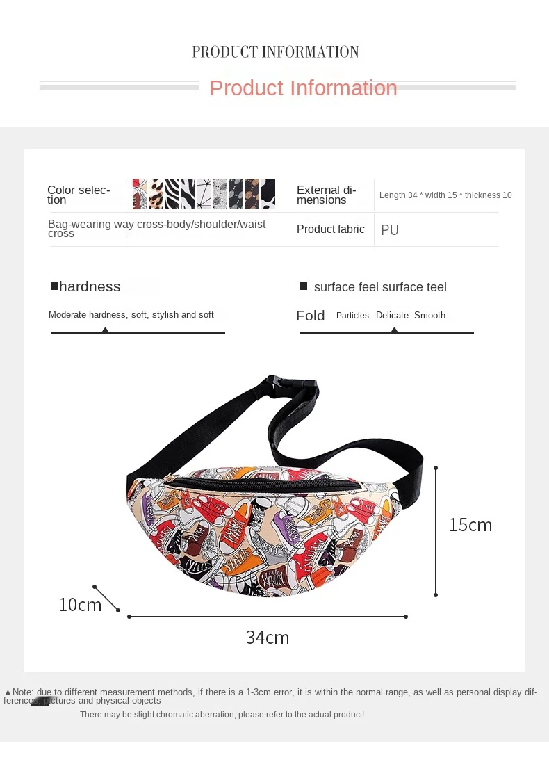Stylish PU leather waist bag with trendy print designs for men and women