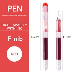 Vibrant Ink Fountain Pen Set - 8 Color Collection for Office & School - Stylish & Elegant Writing Essentials (F Red)