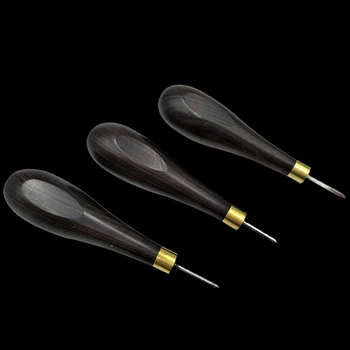 

MIUSIE 1Pcs Rhombus Shape Stitching Awl Ebony Blackwood Handle Leather Craft Handmade Sewing Diamond Tools DIY Stitcher Taper