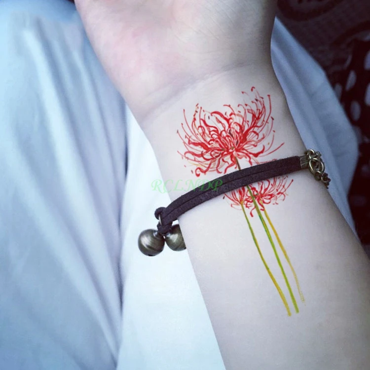 Водонепроницаемая Временная тату Bana red flower Lycorisradiat tatto наклейки флэш-тату