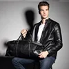 Luufan Genuine Leather Mens Travel Bag Unisex Big Capacity Business Travel Duffel Soft Cowhide Carry Hand Luggage Bags Black ► Photo 2/6