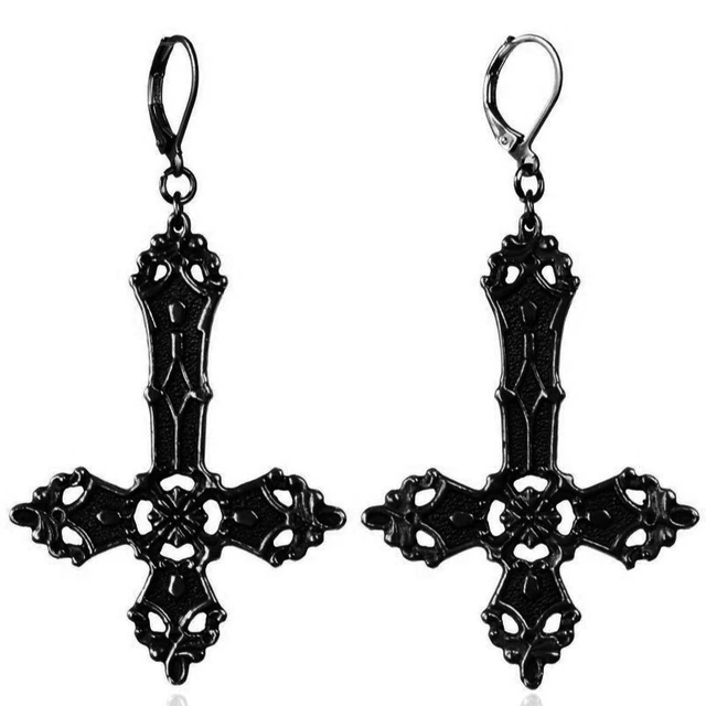 Upside Cross Earrings, Upside Cross Satanic