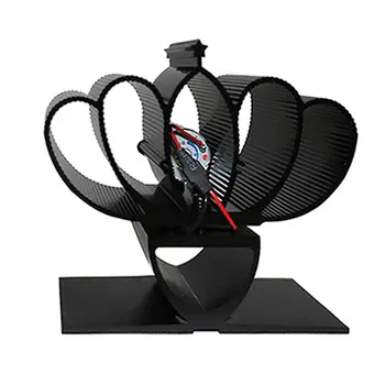 

Black Fireplace 4 Blade Thermal Heat Powered Pellet Stove Fan Oven Wood Burner Eco Fan Tools for Decorative Accessories Portal