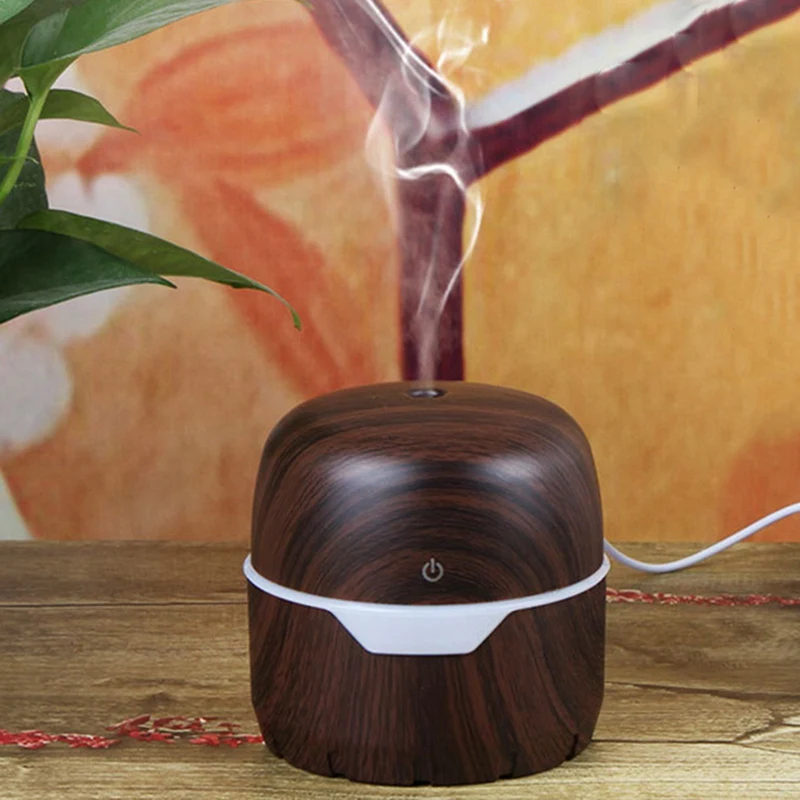 

300ML Ultrasonic Essential Oil Diffuser USB Air Humidifier Home Office Water Mist Maker Wood Grain Electric Aroma Diffuser Dark