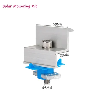 Clip de aluminio de montaje Solar para sistema de energía Solar, rieles de montaje de acero tipo C U, 10 Uds. 2