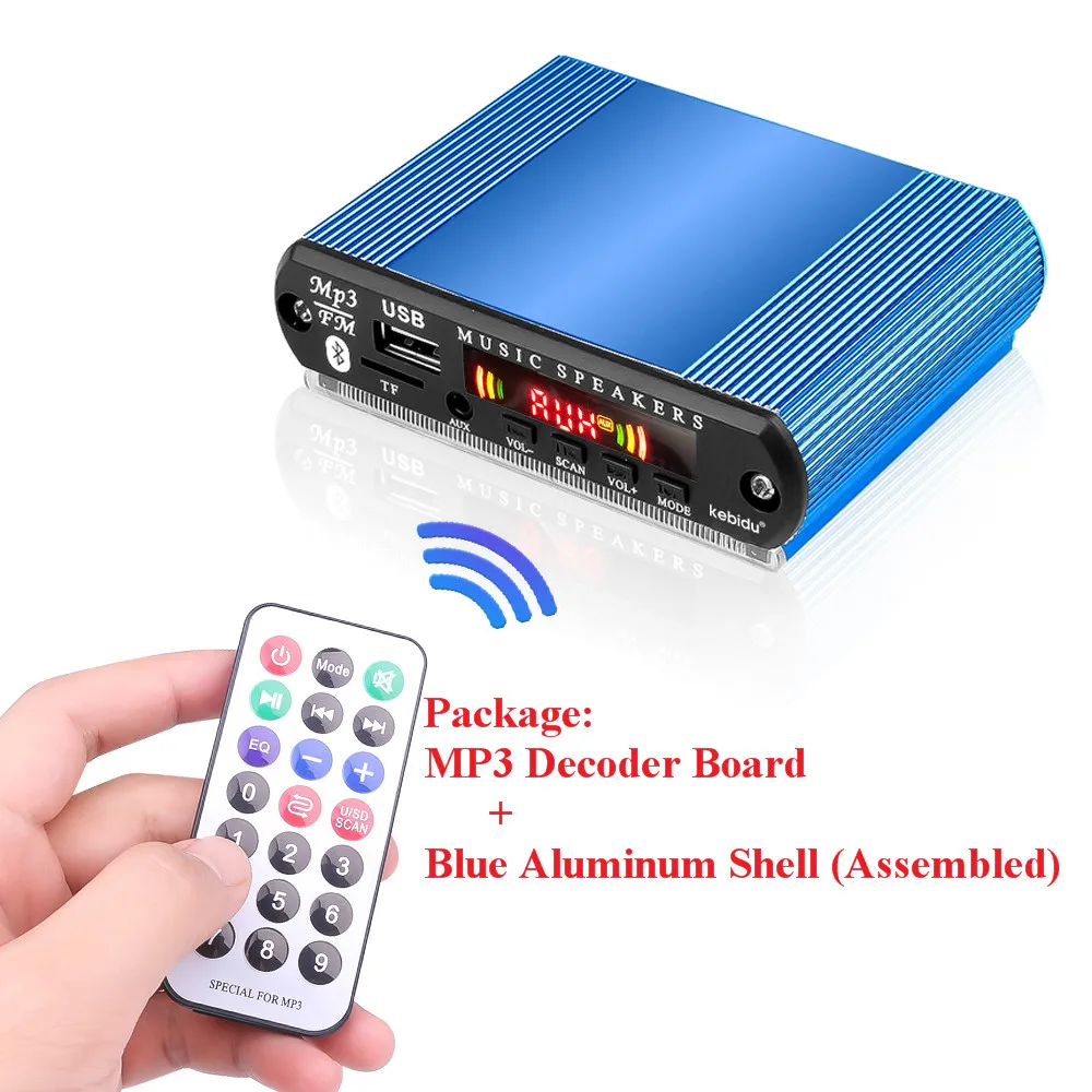 KEBIDU USB/TF/FM аудио модуль Bluetooth MP3 декодер доска с алюминиевой оболочкой коробка поддержка записи вызовов цветной экран - Цвет: Blue Whole Set
