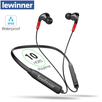 

Lewinner new Earphone Bluetooth 5.0 Wireless Headset Neckband Earphones IPX5 Waterproof Sport Earbud with Noise Cancelling Mic