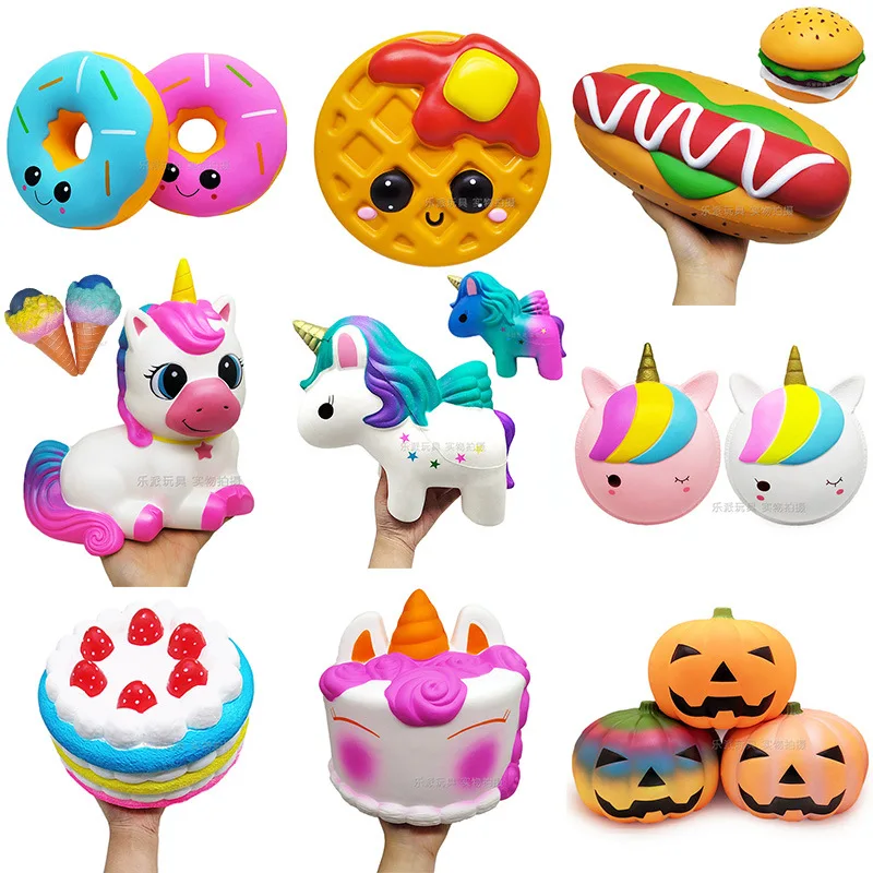 

Big Unicorn Horse Donut Ice Cream Macaron Large Squishi kawaii Squish Soft Antistress Slow Rising Toys PU Simulation Fruit Toys