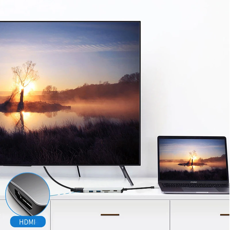 USB C концентратор тип-c до 3,0 концентратор HDMI VGA Thunderbolt 3 адаптер для MacBook samsung Galaxy S9/S8 huawei P20 Pro type C usb-концентратор
