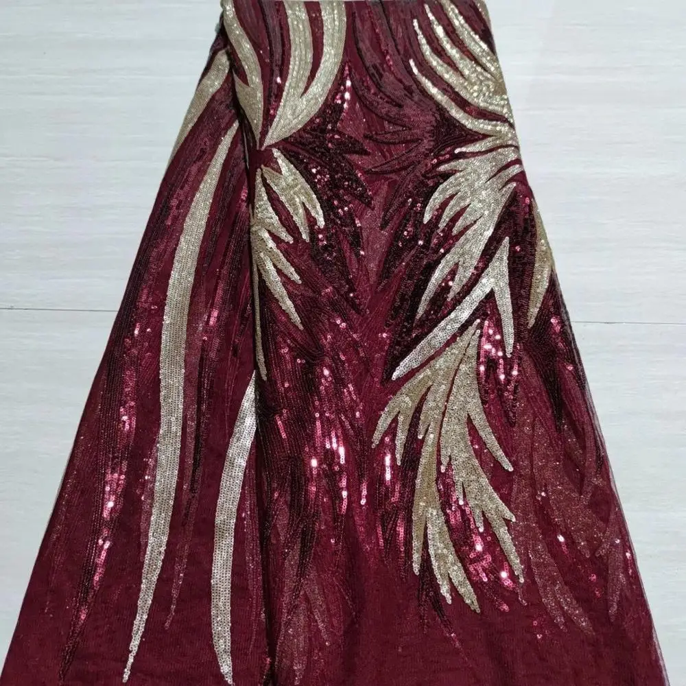 

High Quality African Lace Fabric For Wedding Nigerian tulle Lace fabric Material France Sequins Lace Fabric 5yards