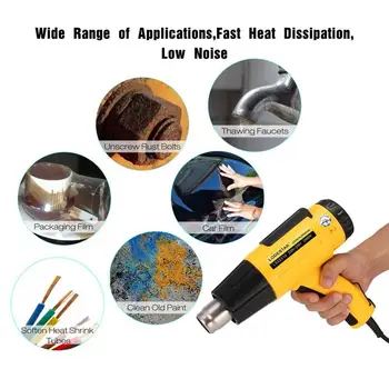 

2000W LCD Digital Electric Hot Air Heat Gun Temperature Fan Adjustable Shrink Wrap Paint Stripper DIY Tool + Nozzle