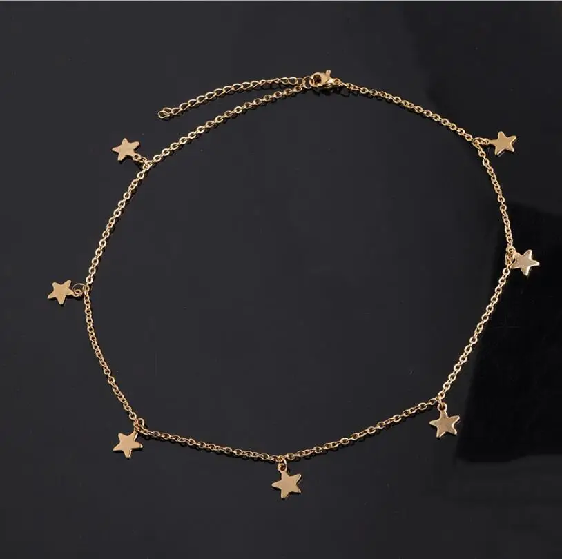 2 шт./лот, стальное золотое ожерелье с подвеской в виде звезд, женское ожерелье из нержавеющей стали в форме звезды, ювелирное изделие 40+ 5 см - Окраска металла: gold color