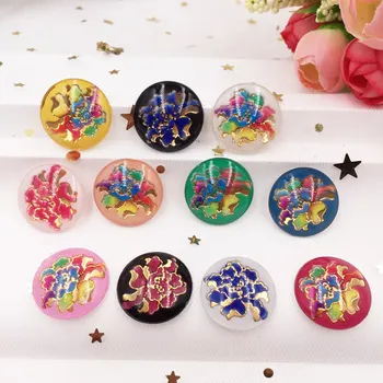

Shiny Mix 40pcs Resin 20mm Round Colorful Flower Flat Back Rhinestone Appliques DIY Wedding Scrapbook Ornaments Buttons F754*4