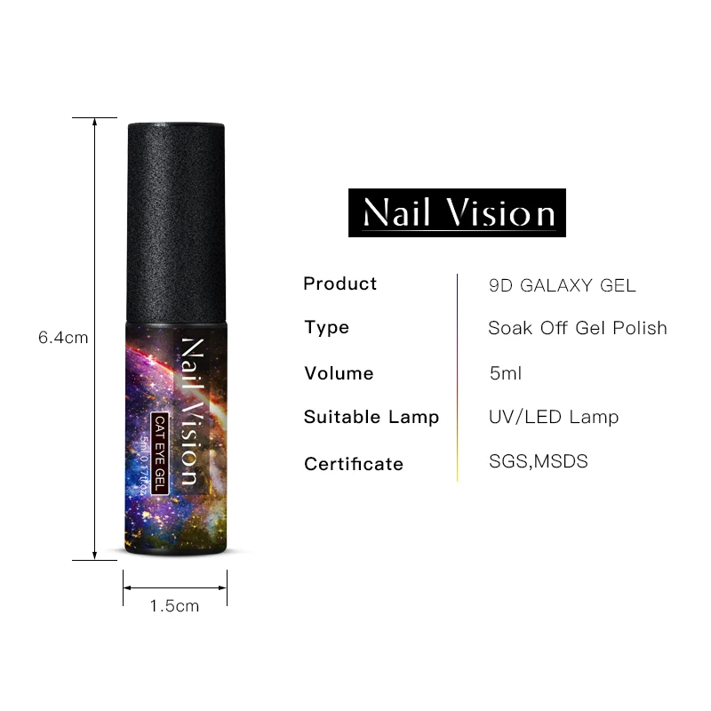 Nail Vision 9D Galaxy Cat Eye Nail Gel Chameleon Magnetic Soak Off UV Nail Varnish 5D/7D 5ml Semi Permanent Manicure Gel Lacquer