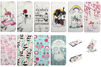 

3D Leather Wallet Case For Samsung Galaxy Note10 Note 10 pro Note10 A10E A20E Rose Unicorn Panda Swan Skull Holder Cover 50PCS