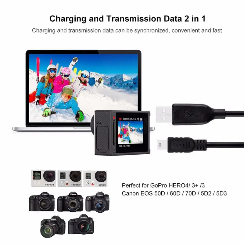 PULUZ для Go Pro Аксессуары Mini 5pin USB кабель для синхронизации данных и зарядки для GoPro HERO4/3 +/3, длина: 1 м