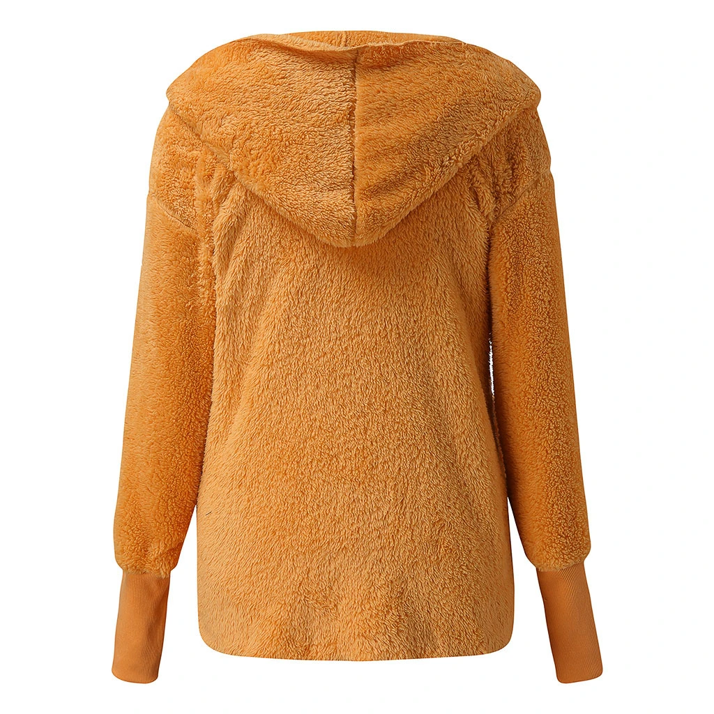 Women Autumn Winter Jacket Coat Hood Luxury Fleece Jacket Fluffy Jackets Overcoat Casual  Plus Size Outwear 822