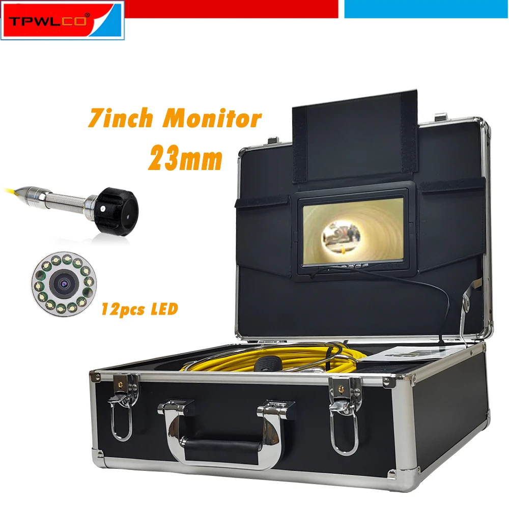 

7"TFT Monitor Snake Video Camera 20-50M Industrial Pipeline Endoscope Camera 23mm Pipe Drain Sewer Inspection System