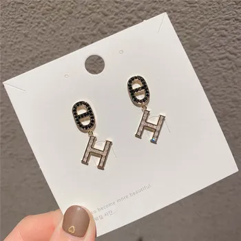 

SHELA Letter Earrings For Women Korean Fashion Jewelry Dangle Wholesale Cubic Zirconia S925 Sterling SilverPin High Quality